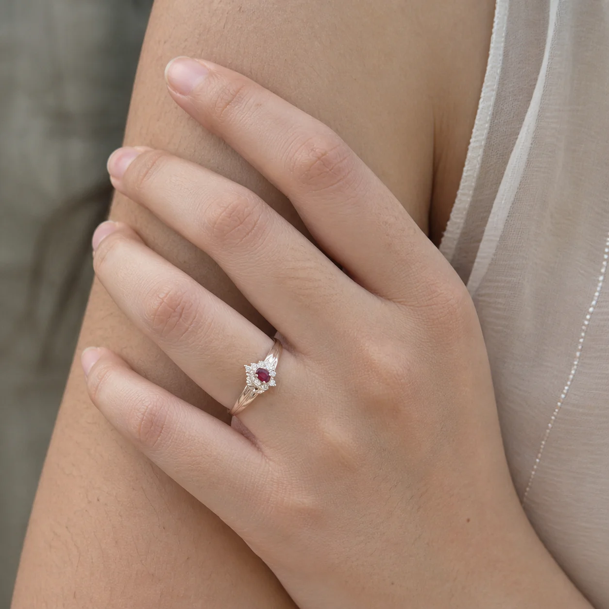 Crimson Feather Ring
