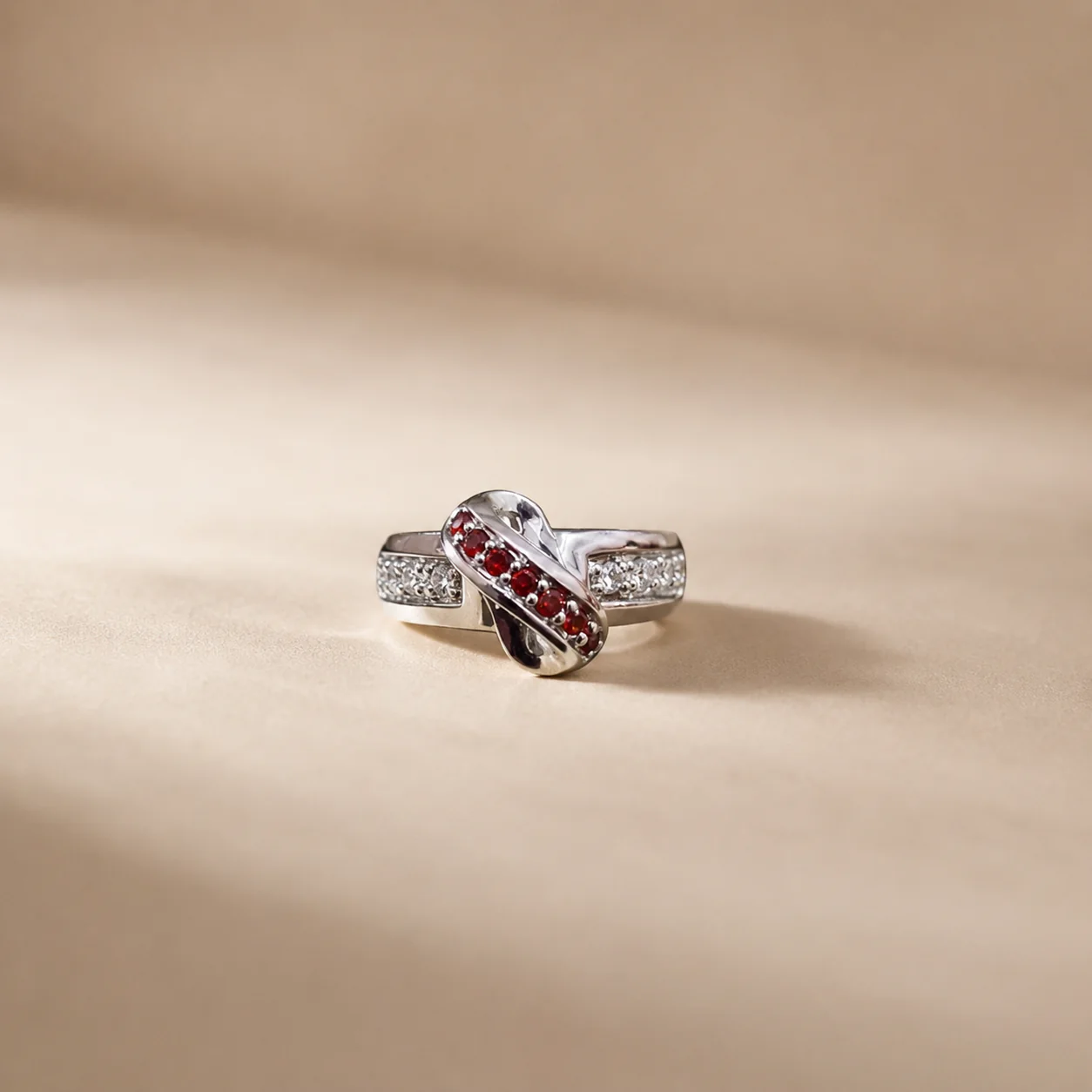 Crimson Knot Orange CZ Ring - Image 2