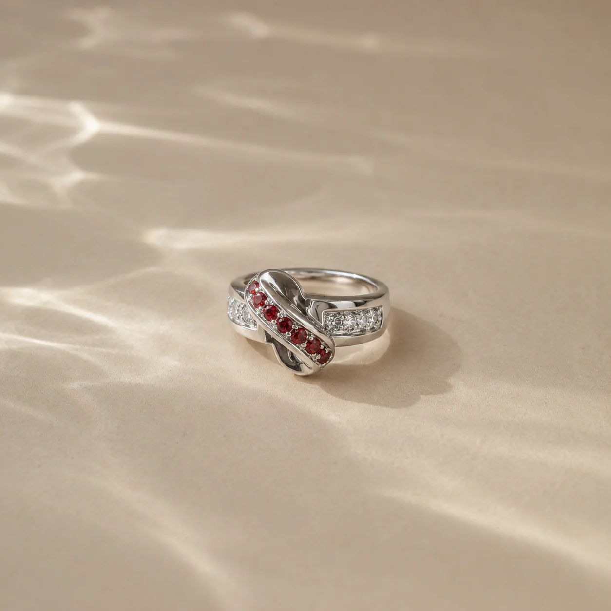 Crimson Knot Orange CZ Ring - Image 4