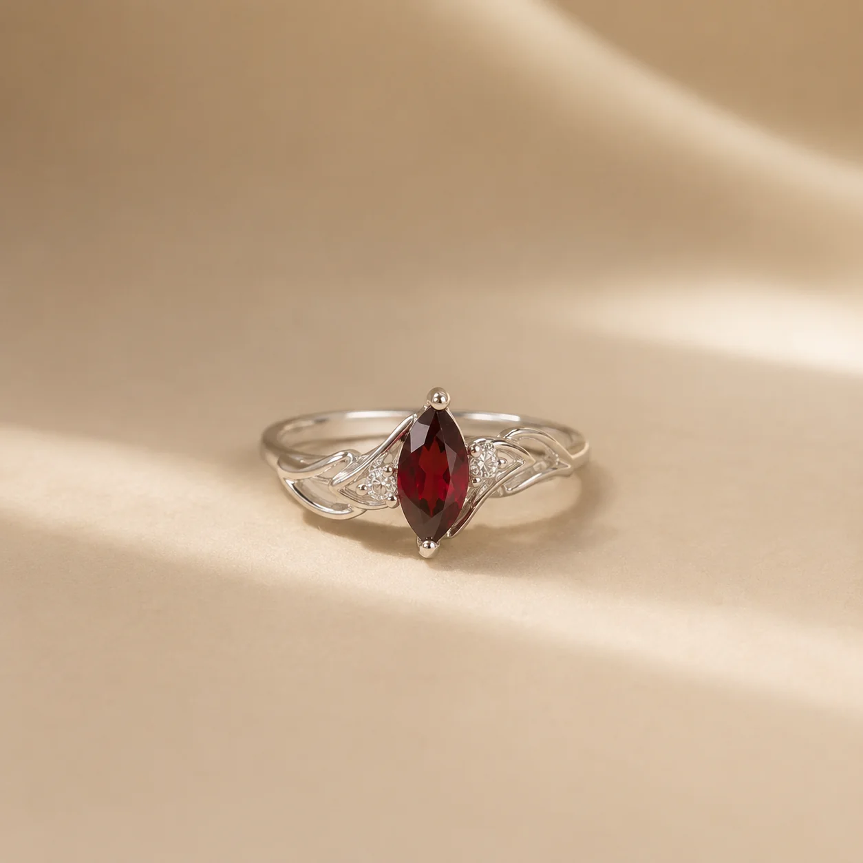 Crimson Vine Garnet Ring