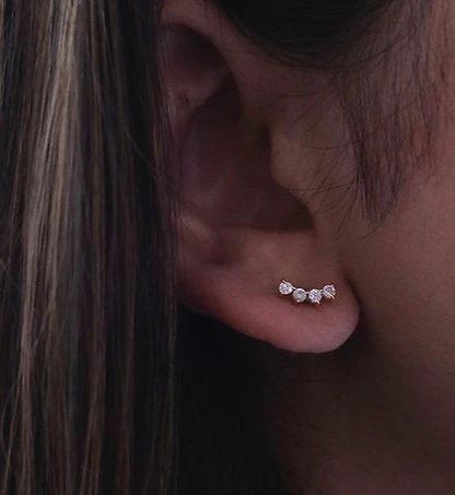 Curved Diamond Studs - Image 3