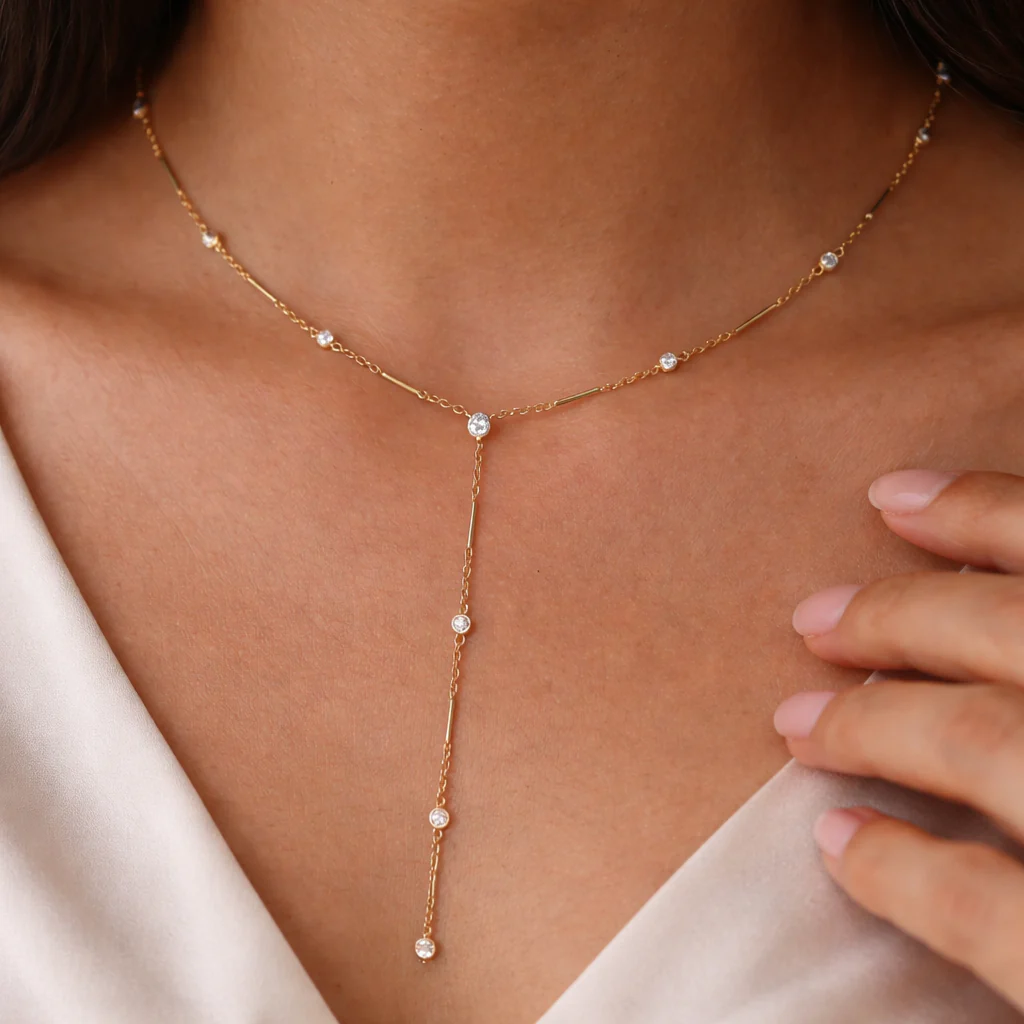 Diamond Chain Lariat Necklace