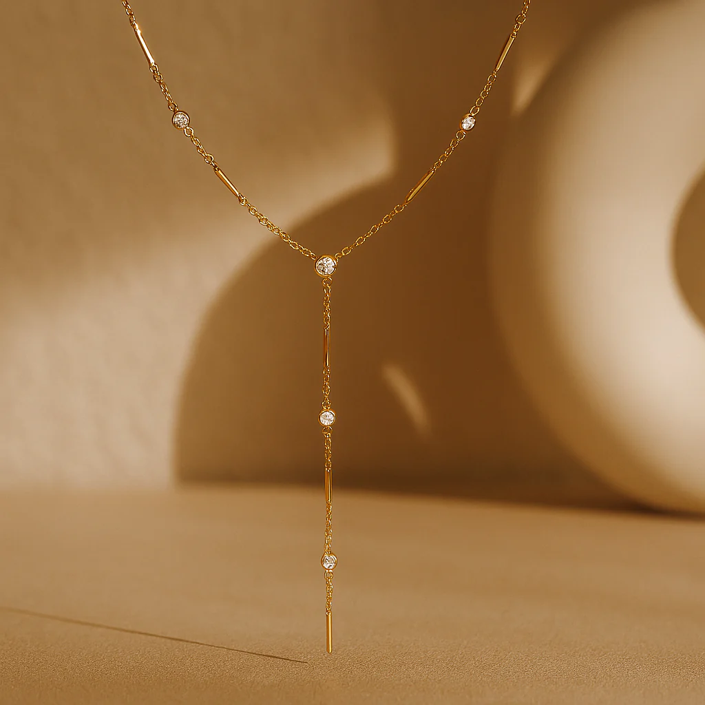 Diamond Chain Lariat Necklace - Image 2