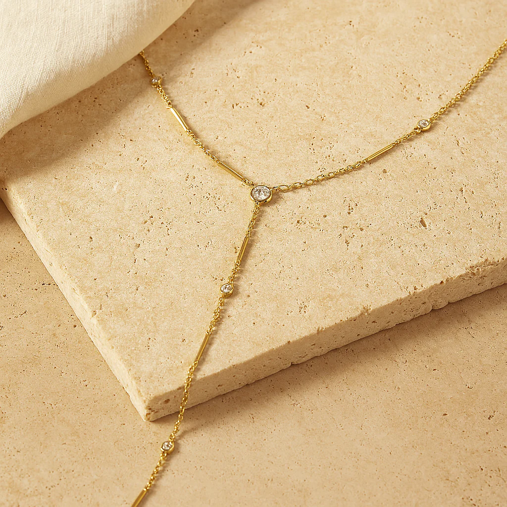 Diamond Chain Lariat Necklace - Image 3