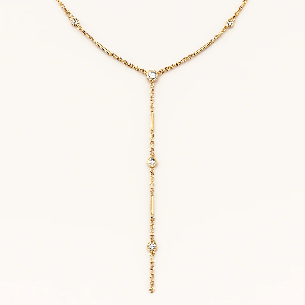 Diamond Chain Lariat Necklace - Image 4