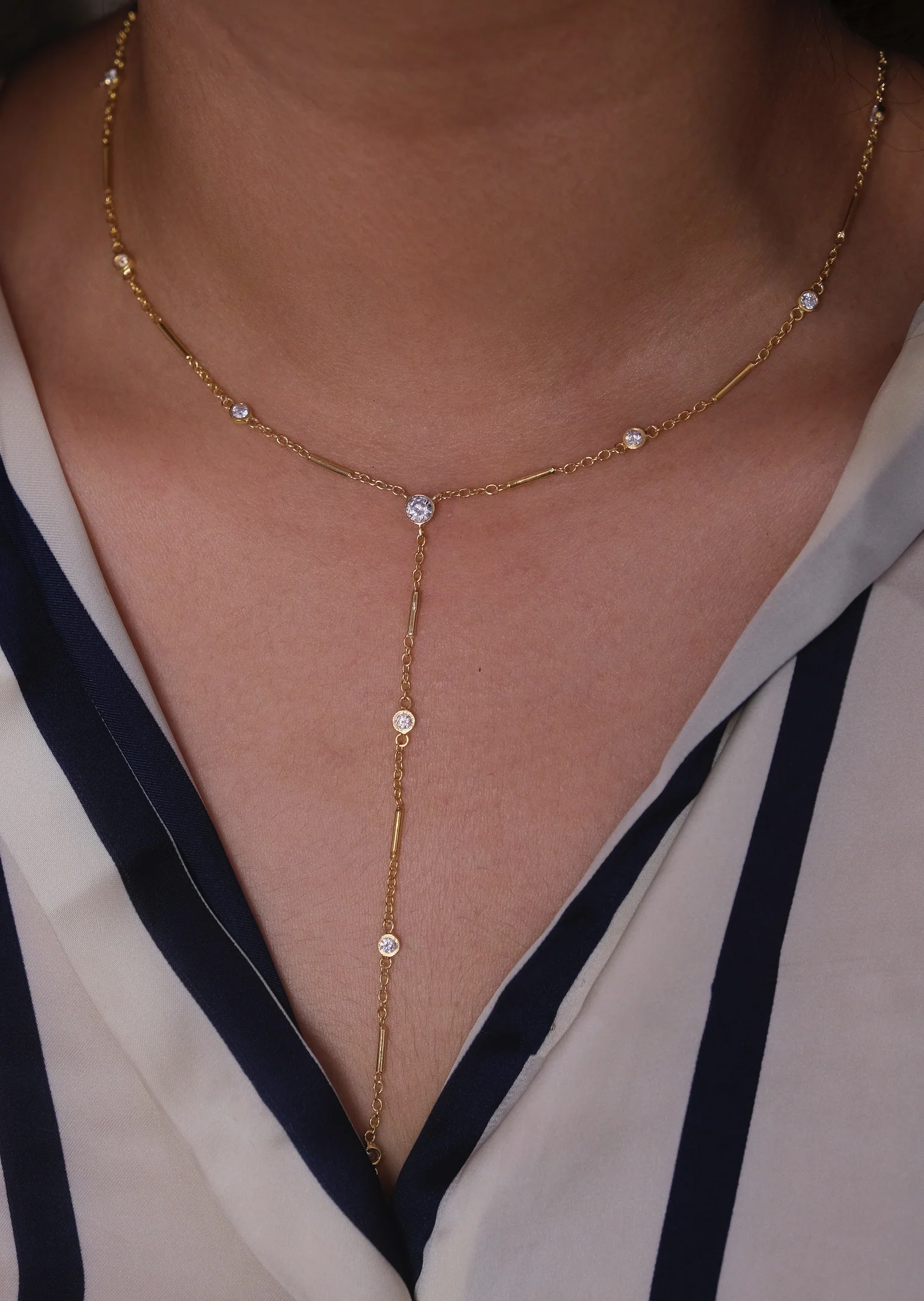 Diamond Chain Lariat Necklace - Image 5