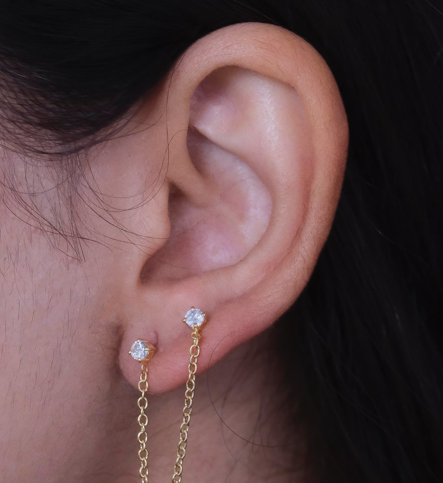 Diamond Ear Chain Studs - Image 3