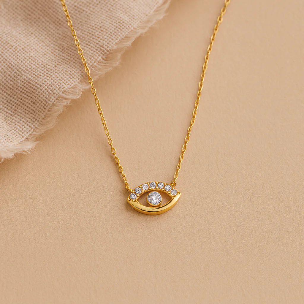 Diamond Evil Eye Protect Necklace - Image 2
