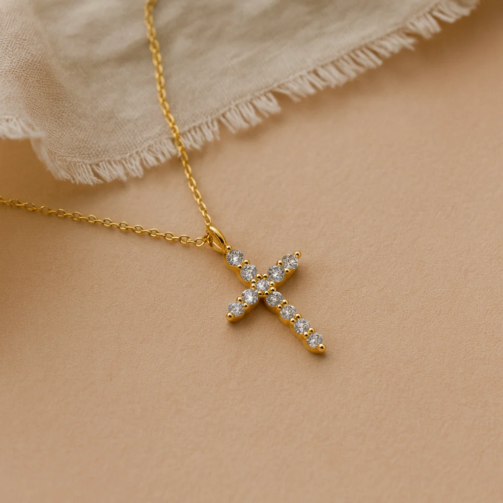 Diamond Holy Cross Necklace - Image 3