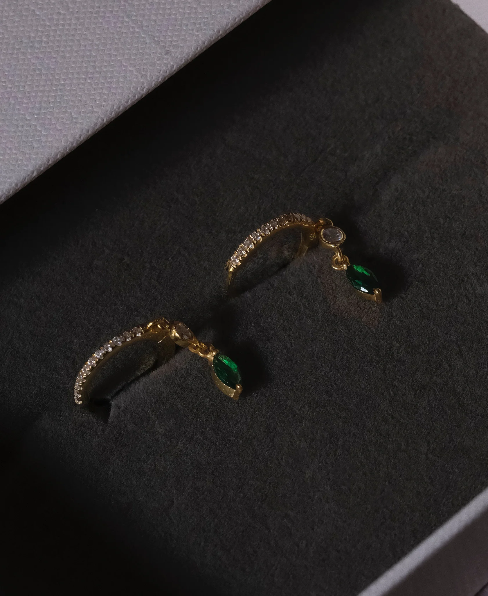 Diamond Hoop Emerald Huggie - Image 9