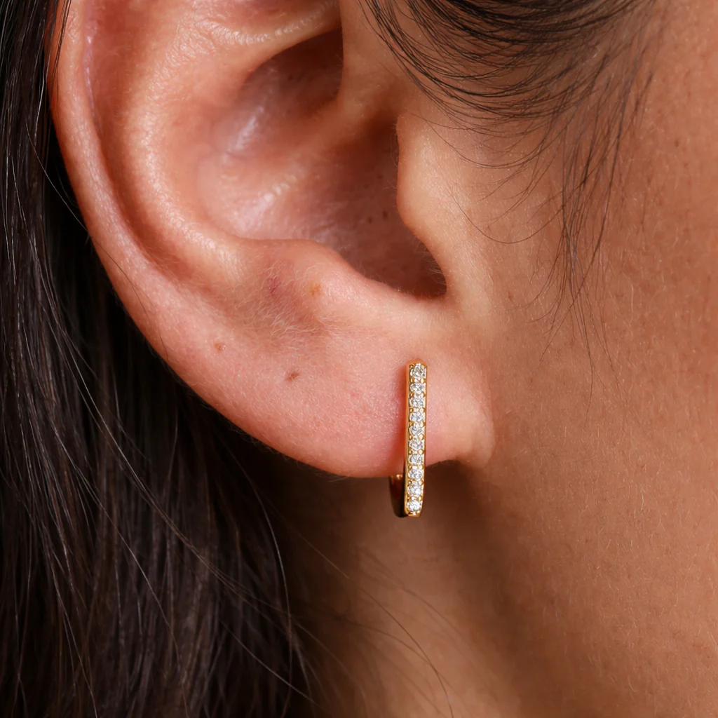 Diamond Long Bar Hoops