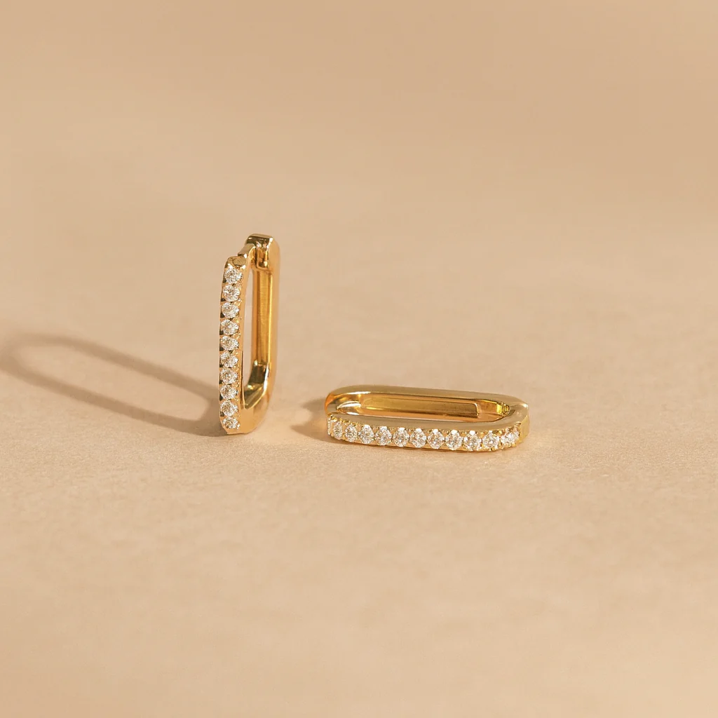 Diamond Long Bar Hoops - Image 2
