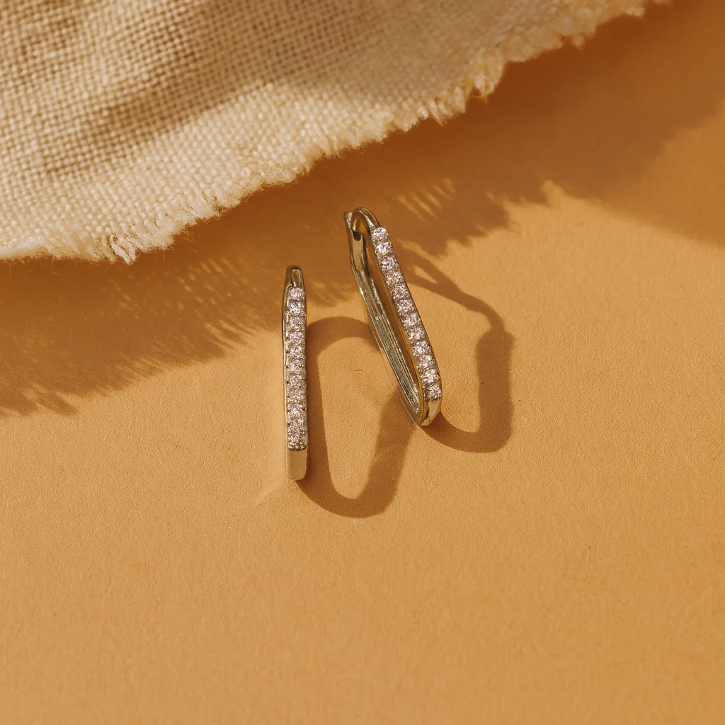 Diamond Long Bar Hoops - Image 3