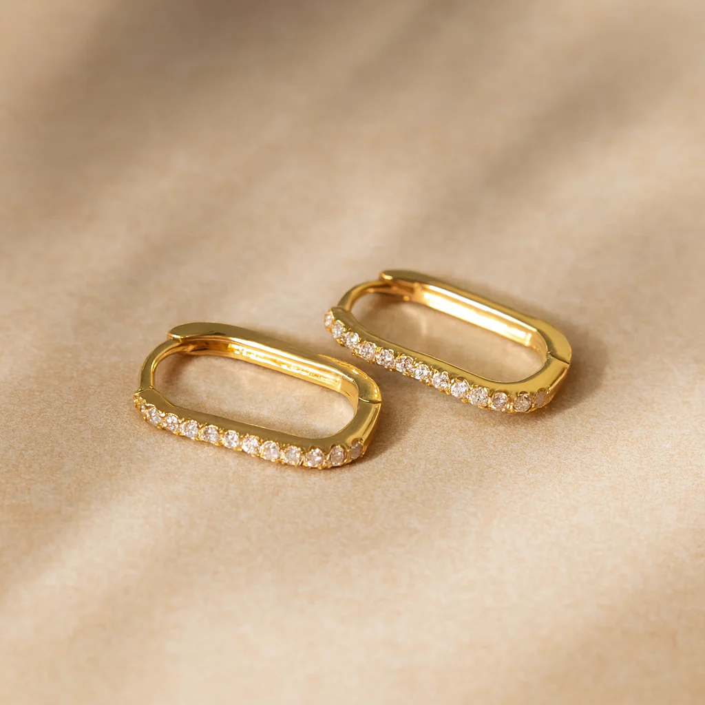Diamond Long Bar Hoops - Image 4
