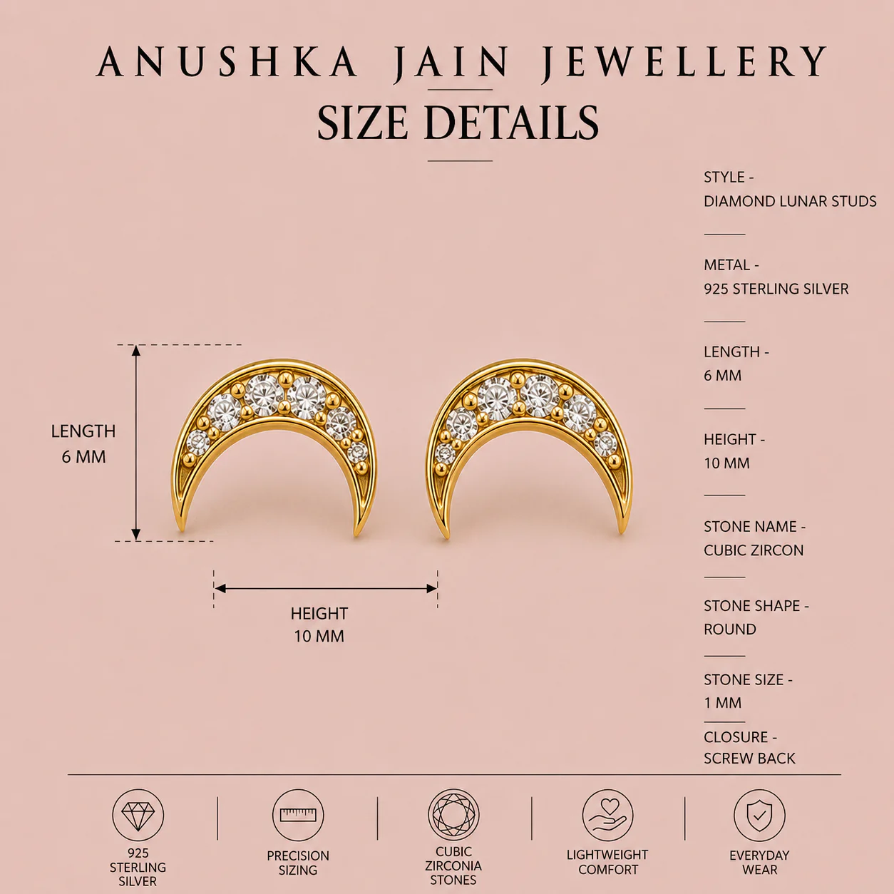 Diamond Lunar Studs - Image 5