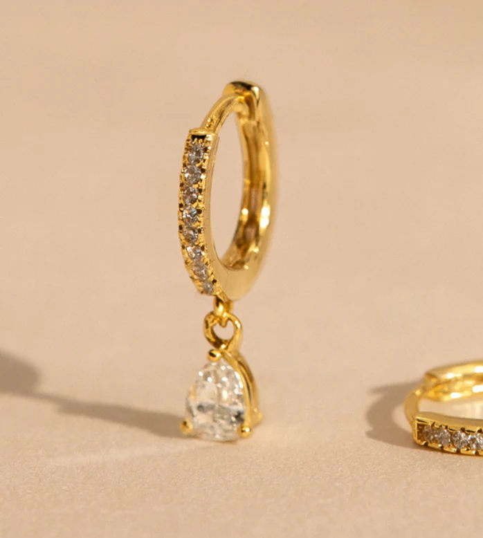 Diamond Pear Drop Huggie - Image 5