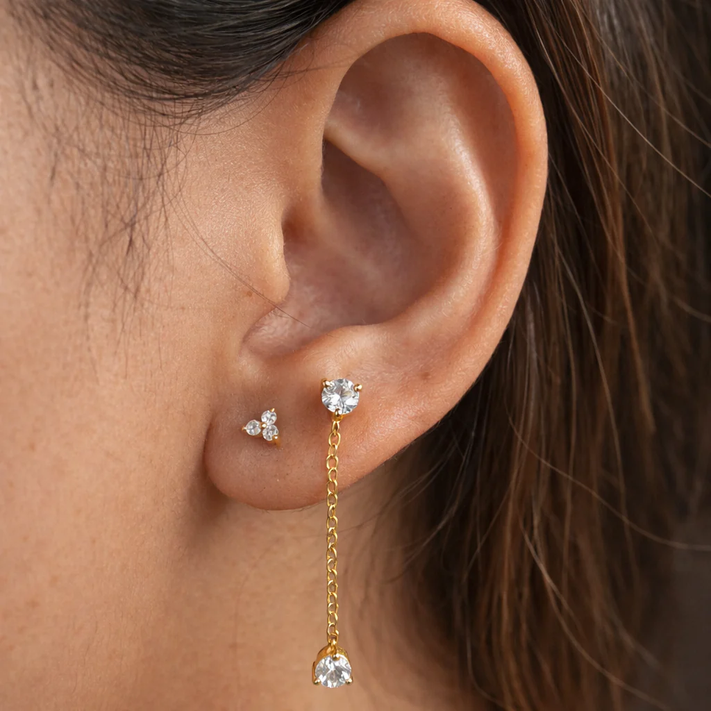 Duo Diamond Long Ear Chain