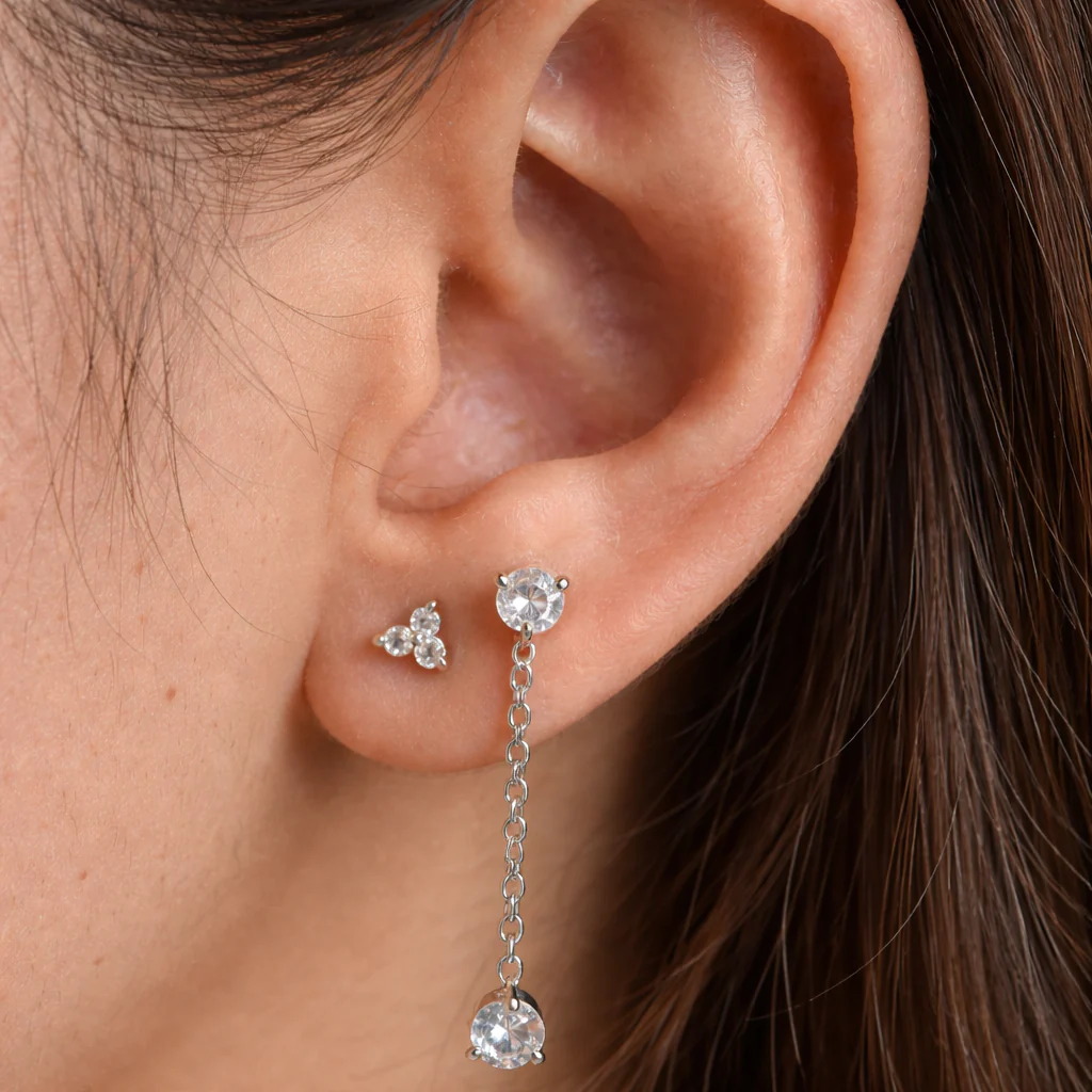 Duo Diamond Long Ear Chain - Image 3