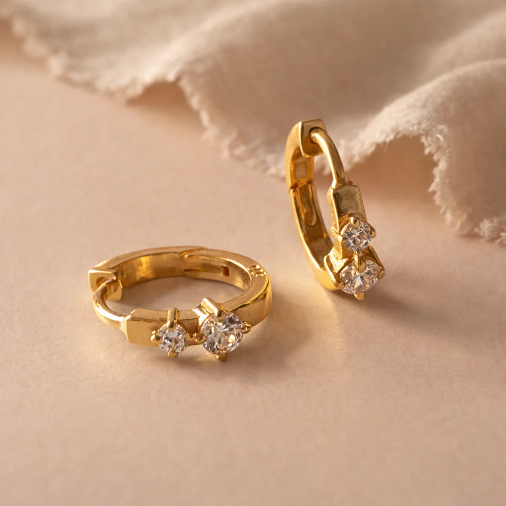 Duo Diamond Mini Huggie - Image 3