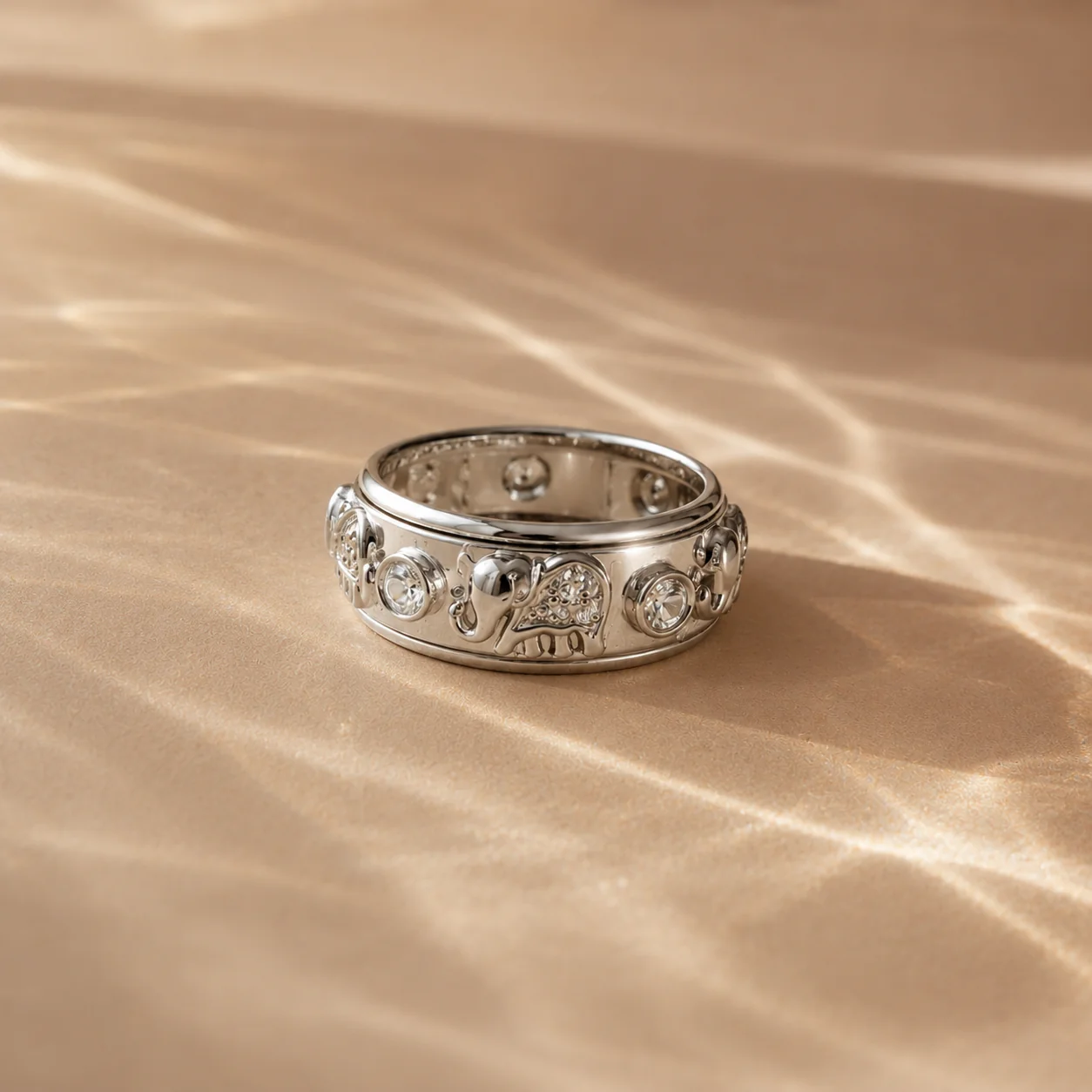 Elephant Charm Band Ring - Image 2