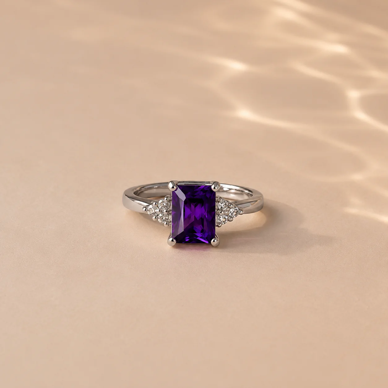 Emerald Cut Amethyst Statement Ring - Image 2