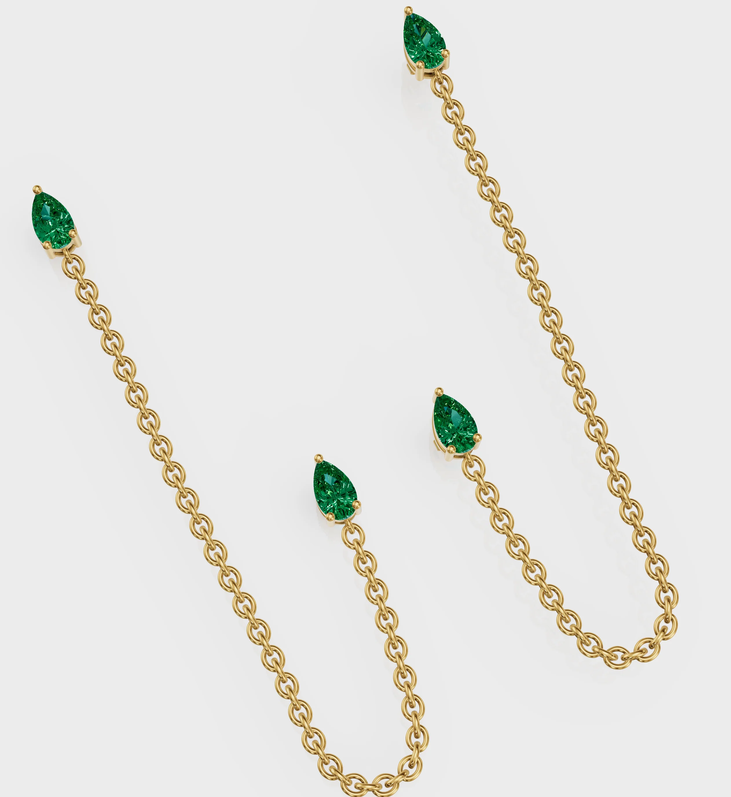 Emerald Drop Ear Chain - Image 2