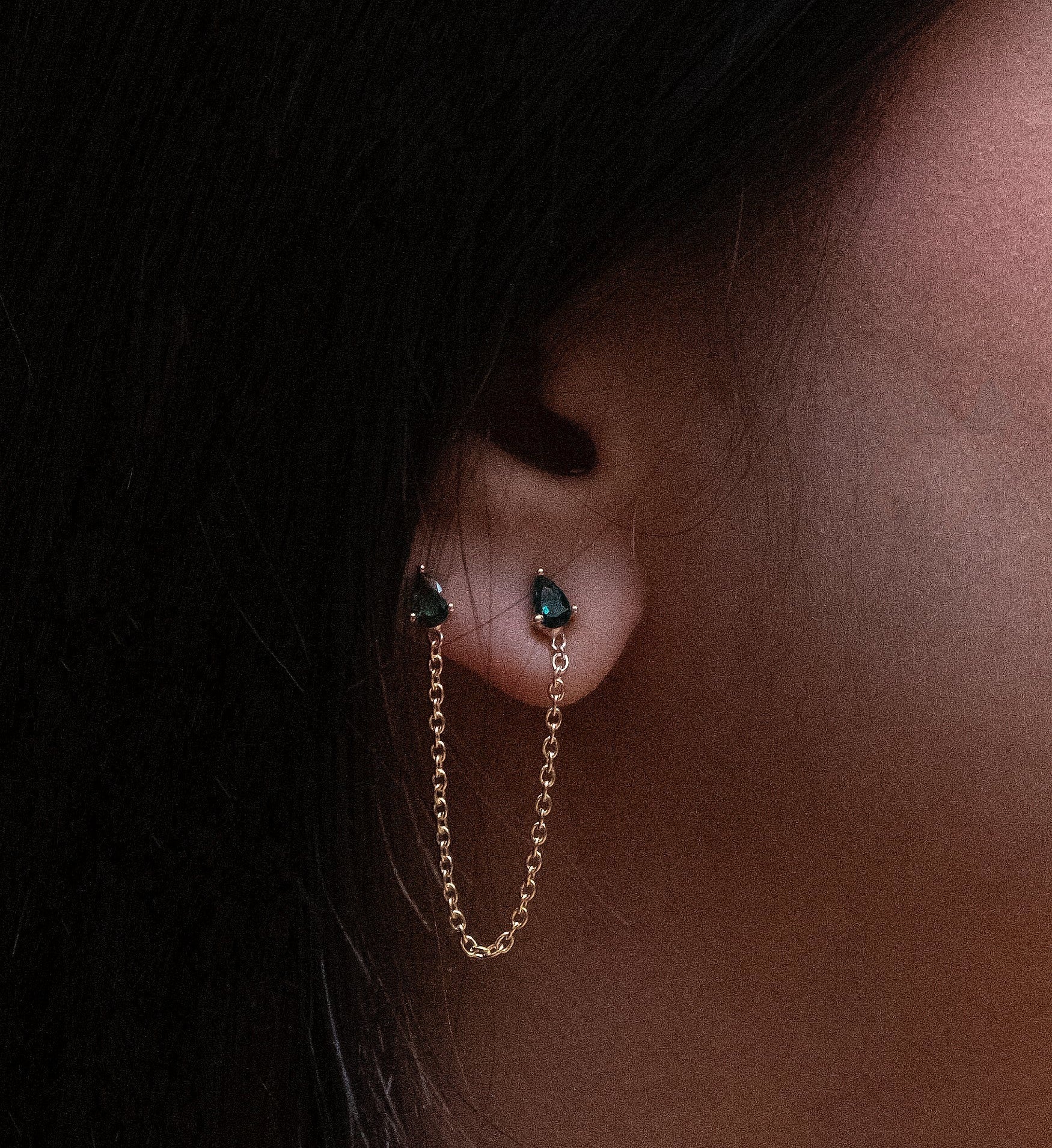 Emerald Drop Ear Chain - Image 6