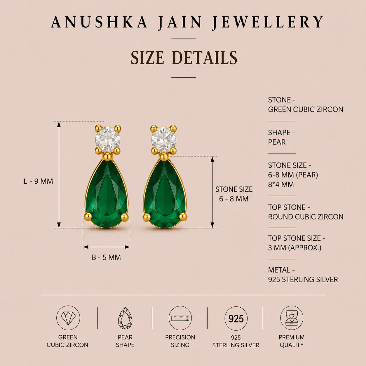 Emerald Drop Studs - Image 5