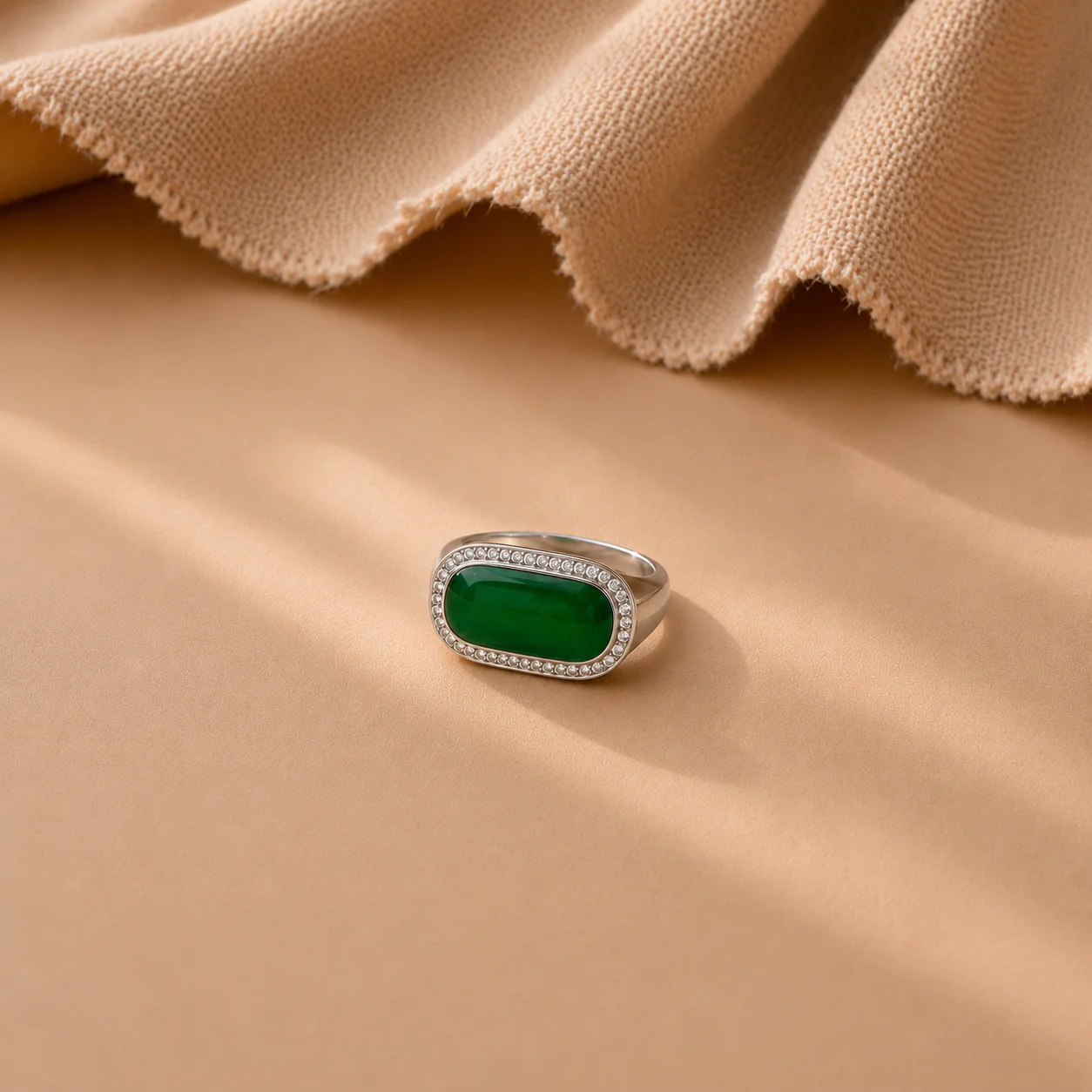 Emerald Halo Signet Ring - Image 2