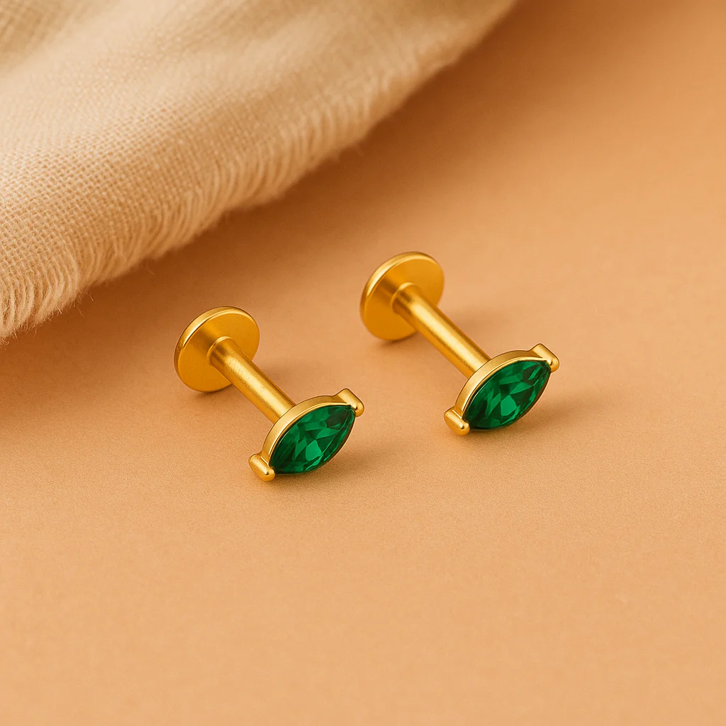 Emerald Marquise Studs - Image 3