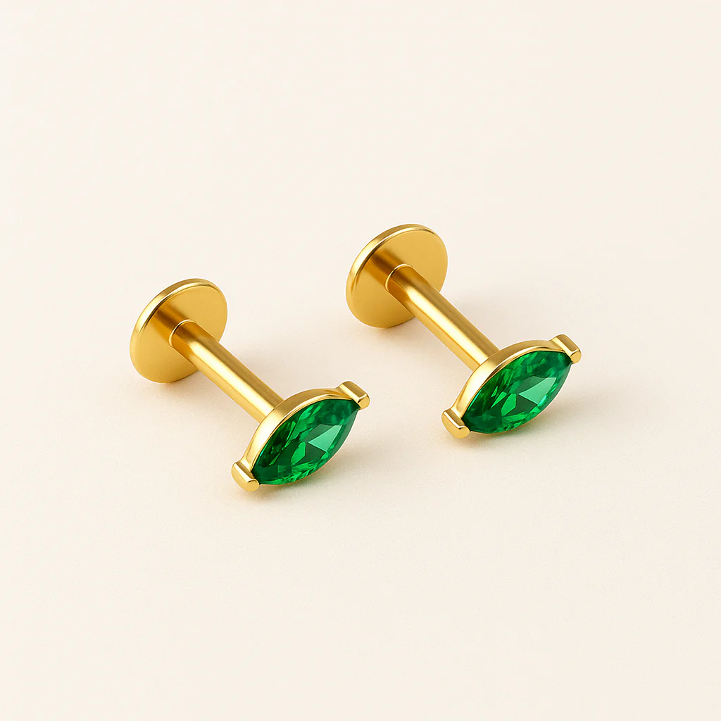 Emerald Marquise Studs - Image 6
