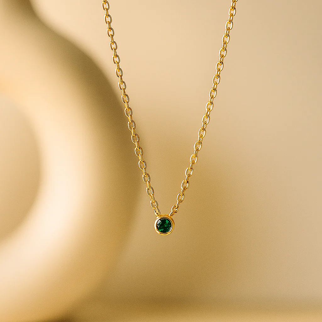 Emerald Solitaire Necklace