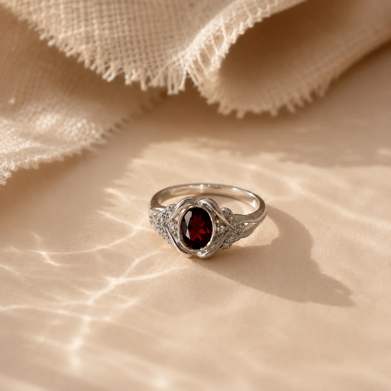 Evelyne Garnet Halo Ring - Image 2