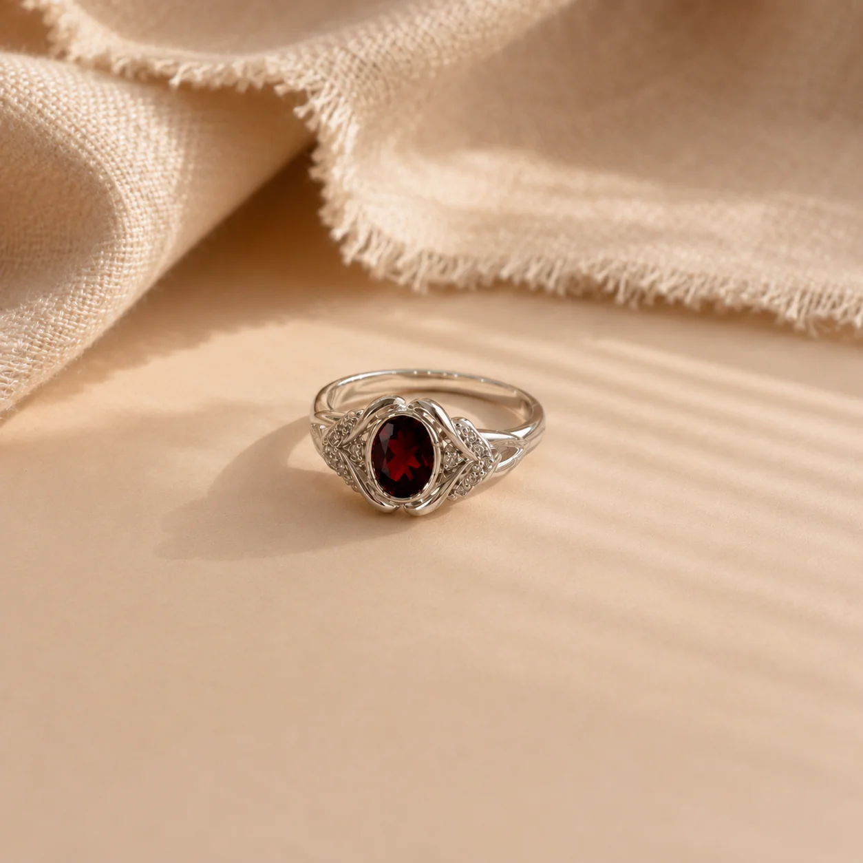 Evelyne Garnet Halo Ring - Image 3