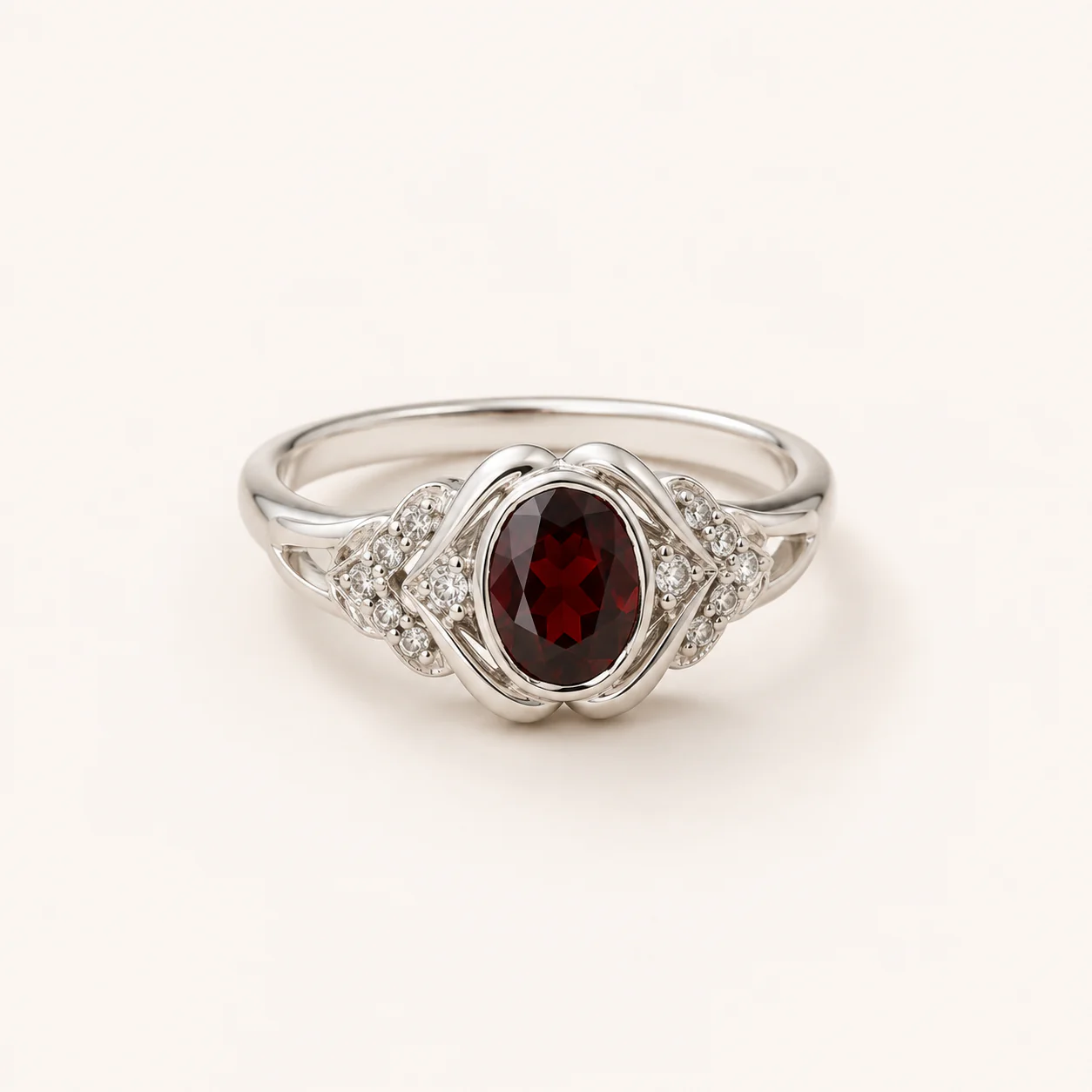 Evelyne Garnet Halo Ring - Image 4