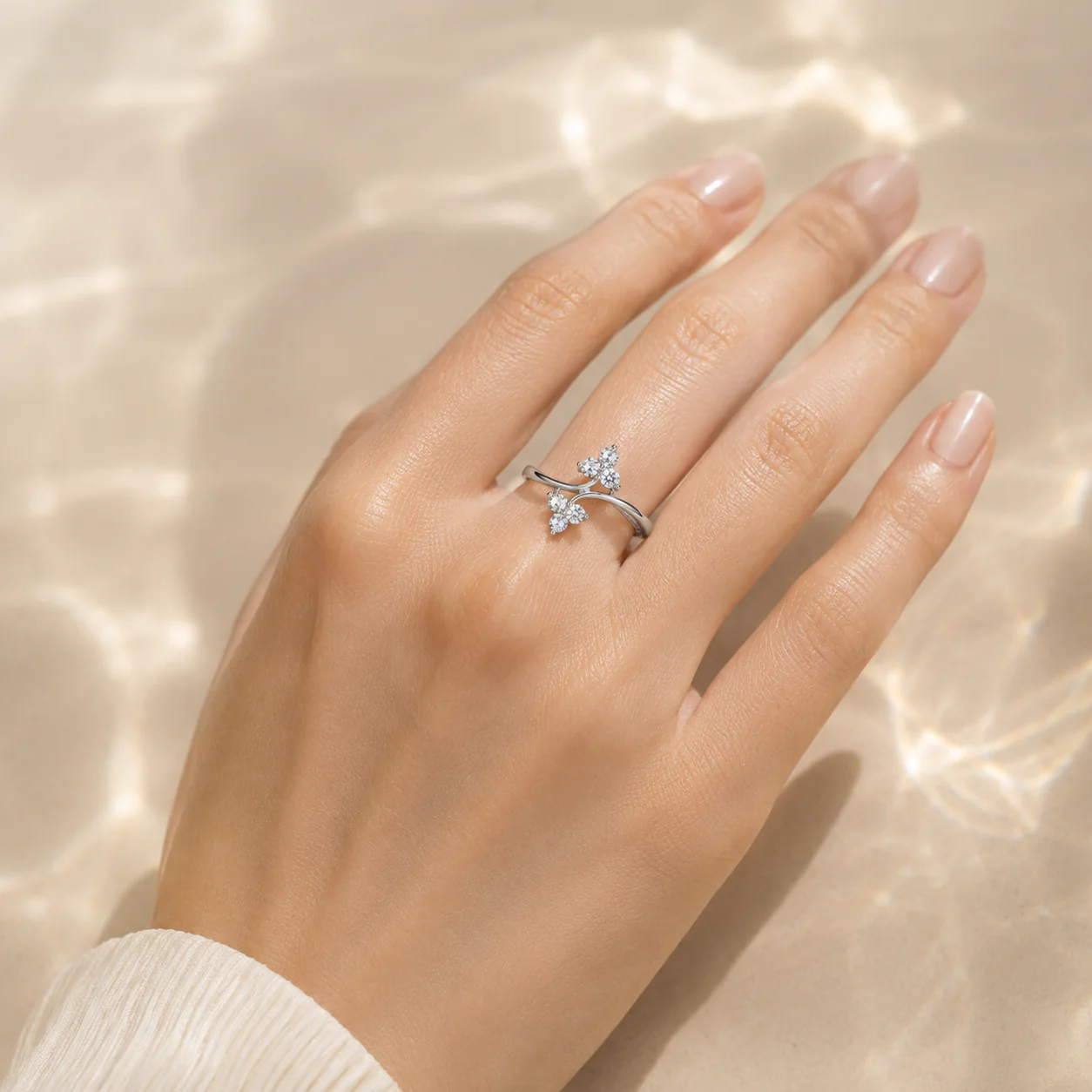 Floral Cluster Open Ring - Image 4