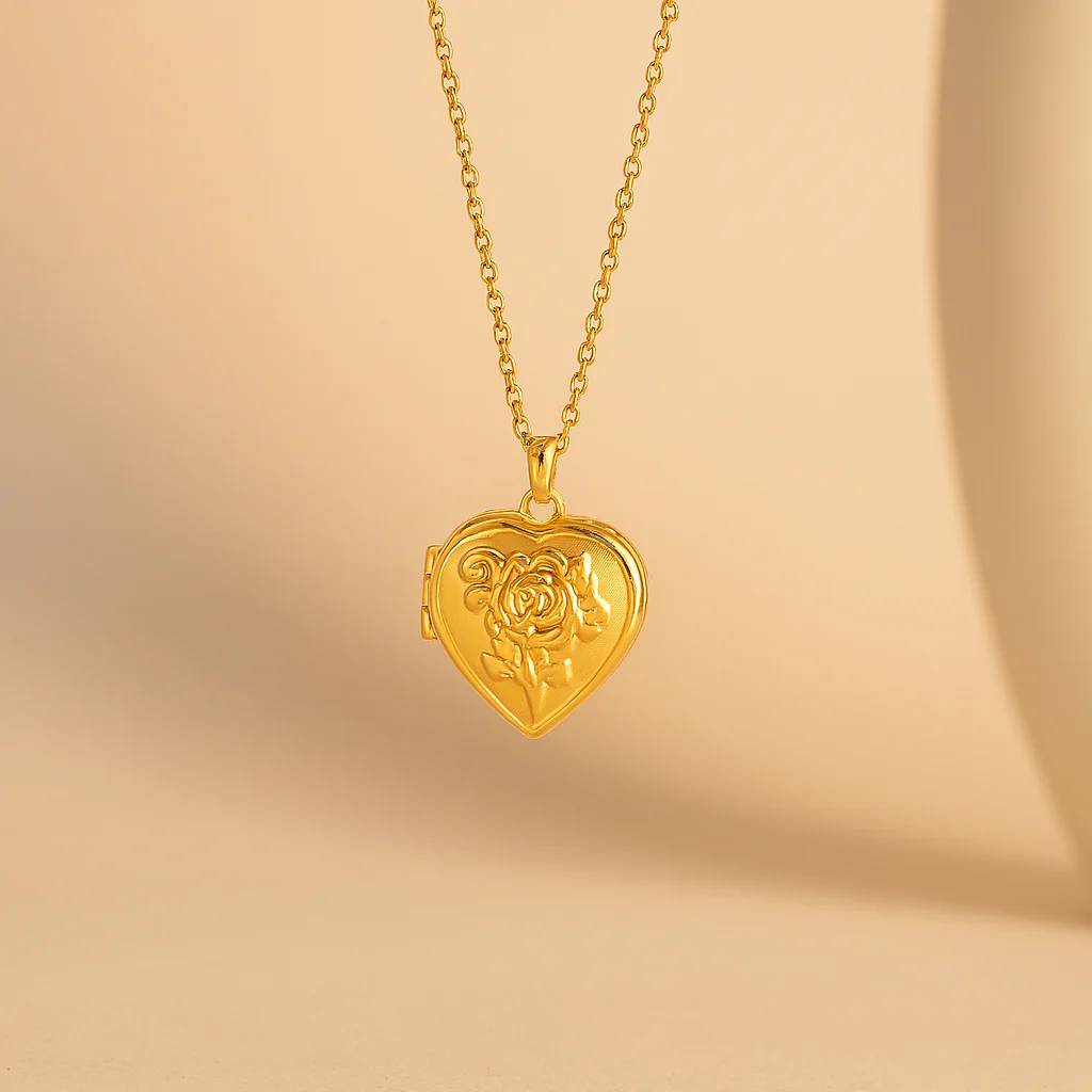 Floral Heart Locket Necklace - Image 2