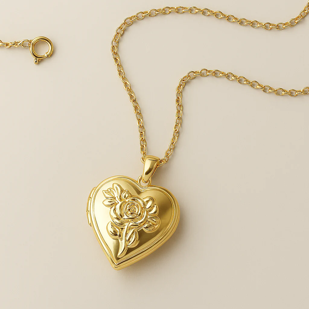 Floral Heart Locket Necklace - Image 9