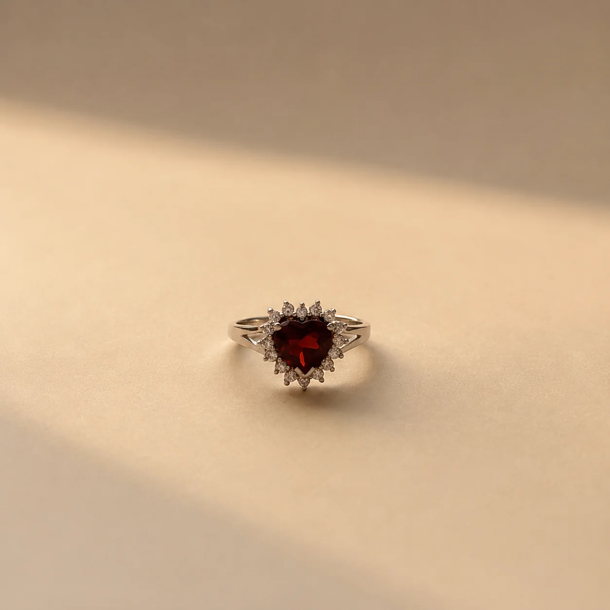 Garnet Heart Halo Ring - Image 2