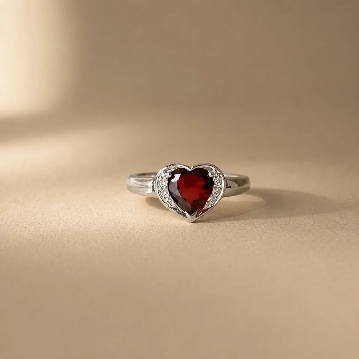 Garnet Heart Ring