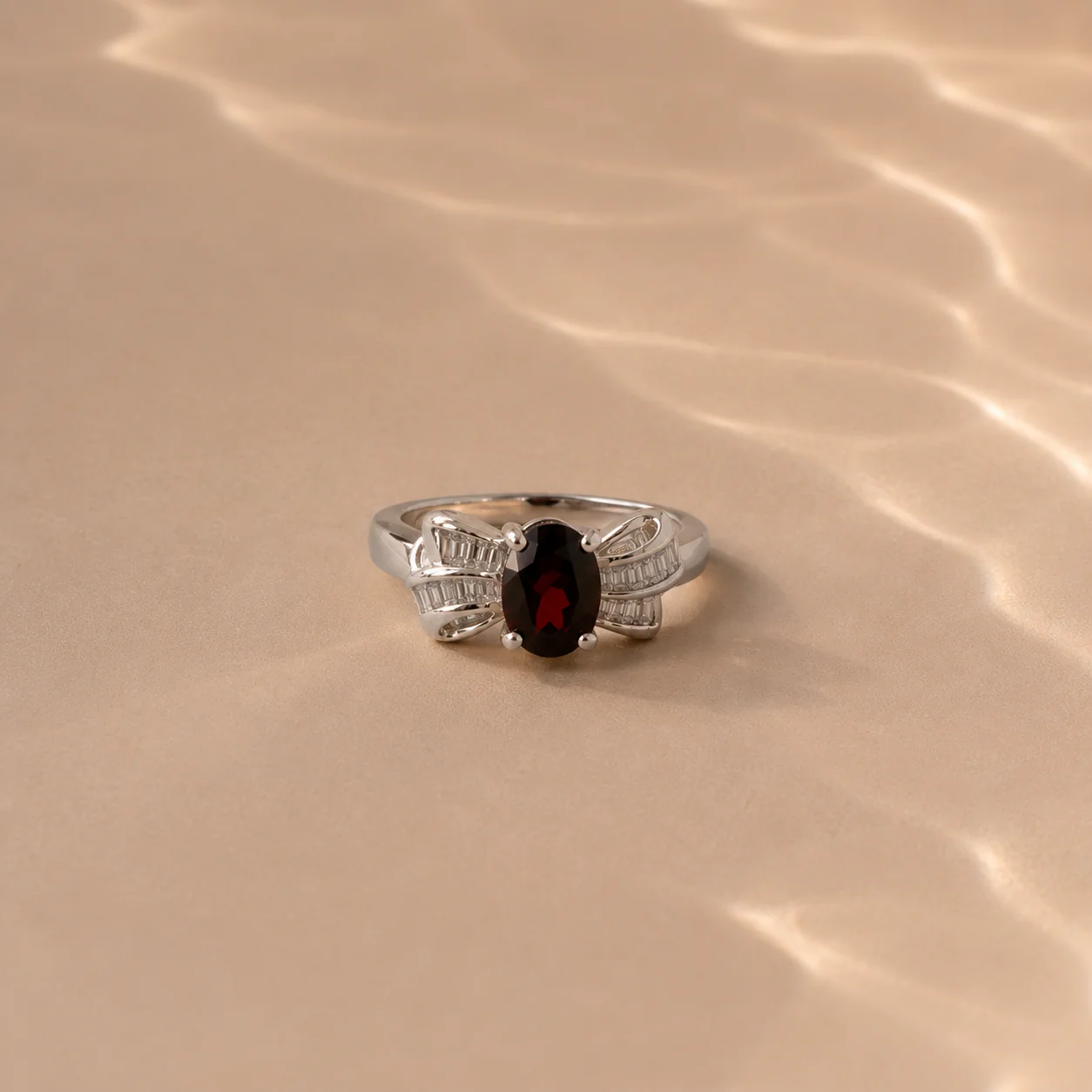 Garnet Ribbon Accent Ring - Image 3