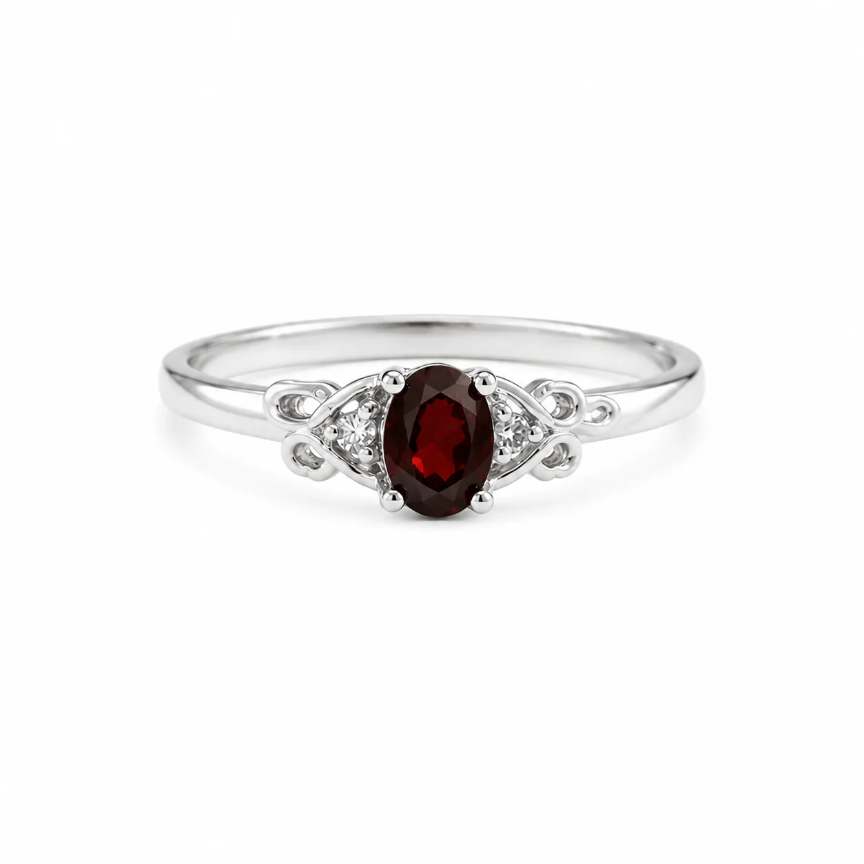 Garnet Vintage Scroll Ring - Image 4