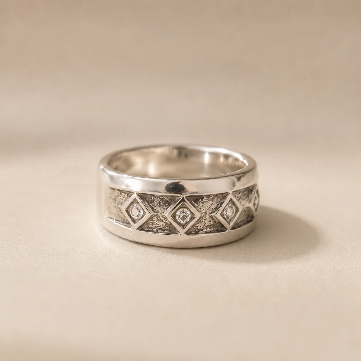 Geometric CZ Statement Band Ring - Image 2