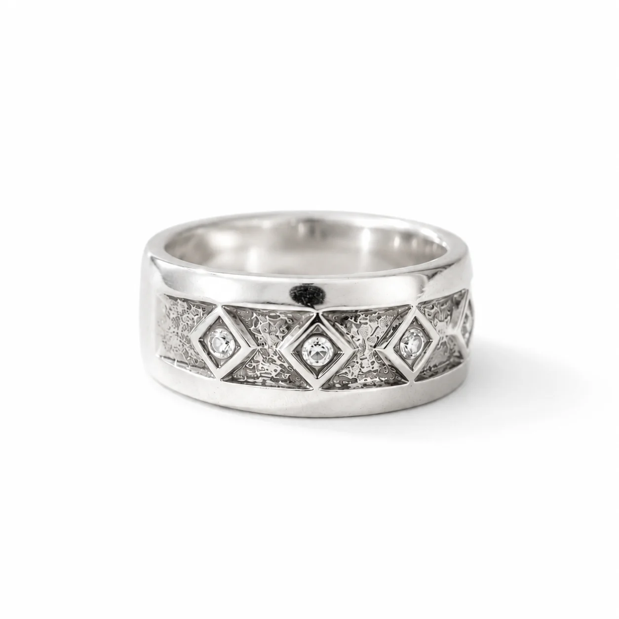 Geometric CZ Statement Band Ring - Image 3