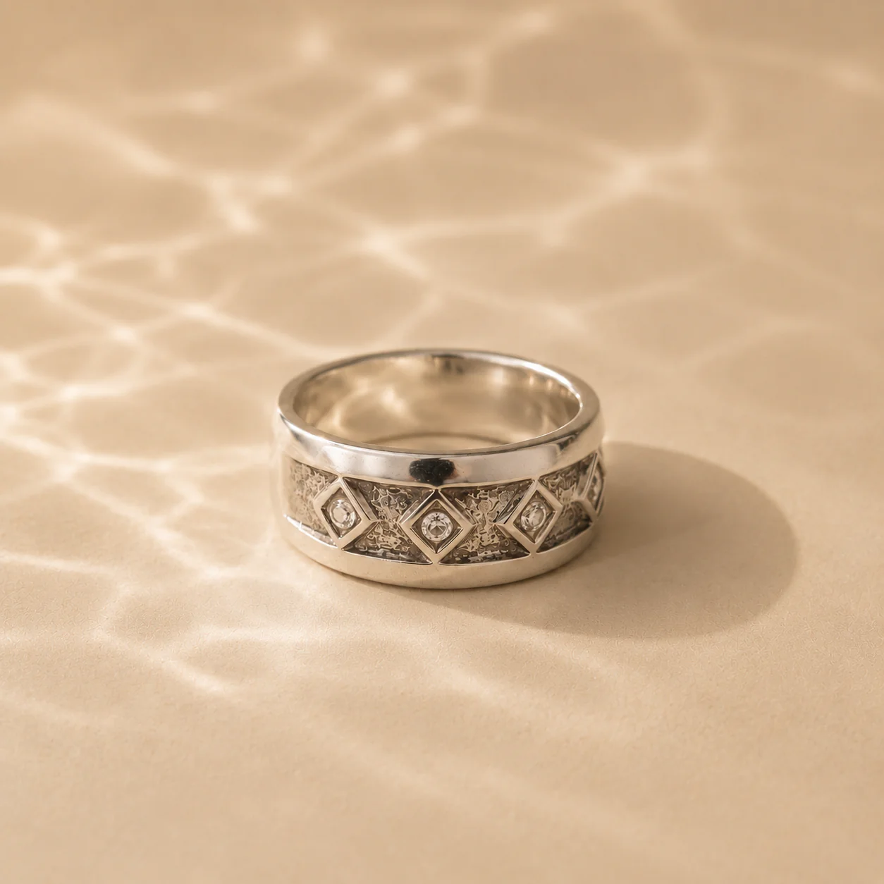 Geometric CZ Statement Band Ring - Image 4
