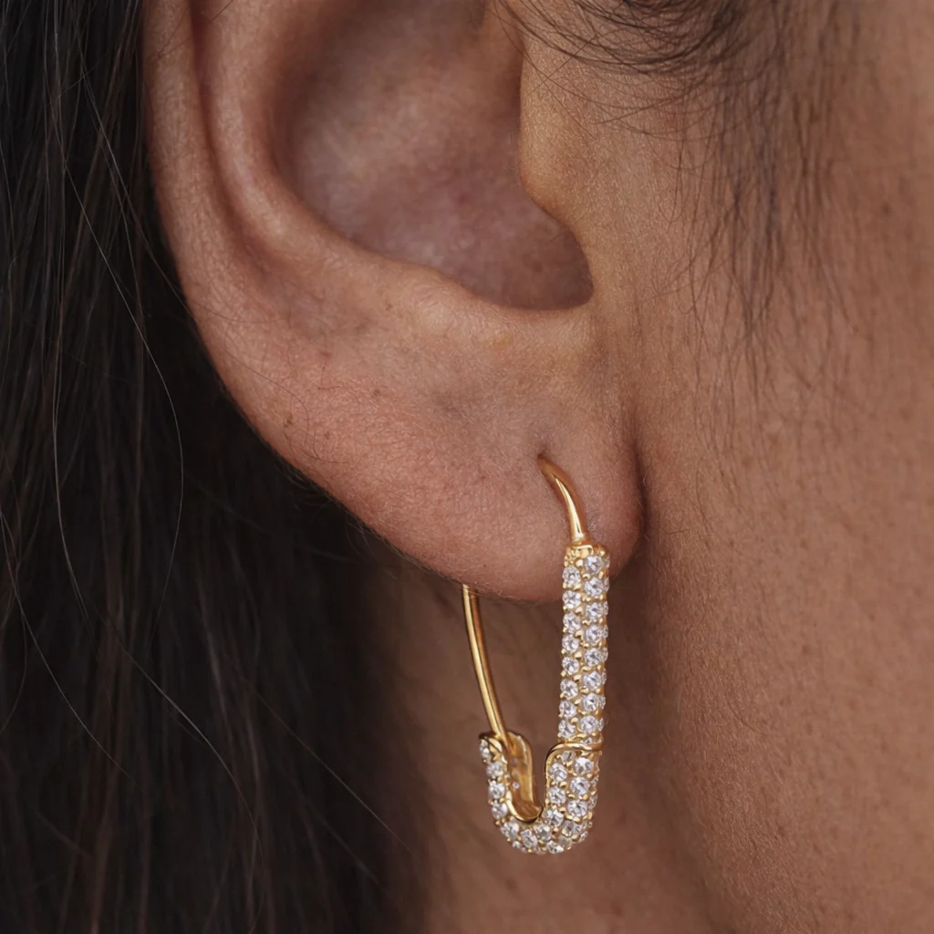 Glam Safety Pin Earrings - Image 2