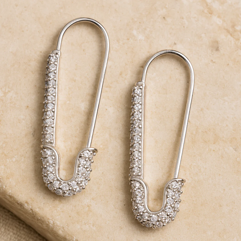 Glam Safety Pin Earrings - Image 7