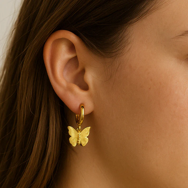 Gold Butterfly Huggies - Image 2