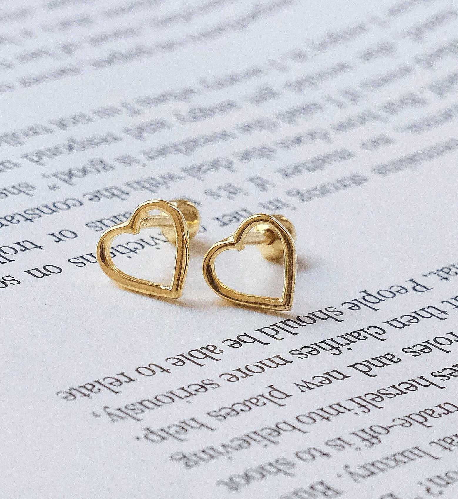 Gold Heart Studs - Image 2