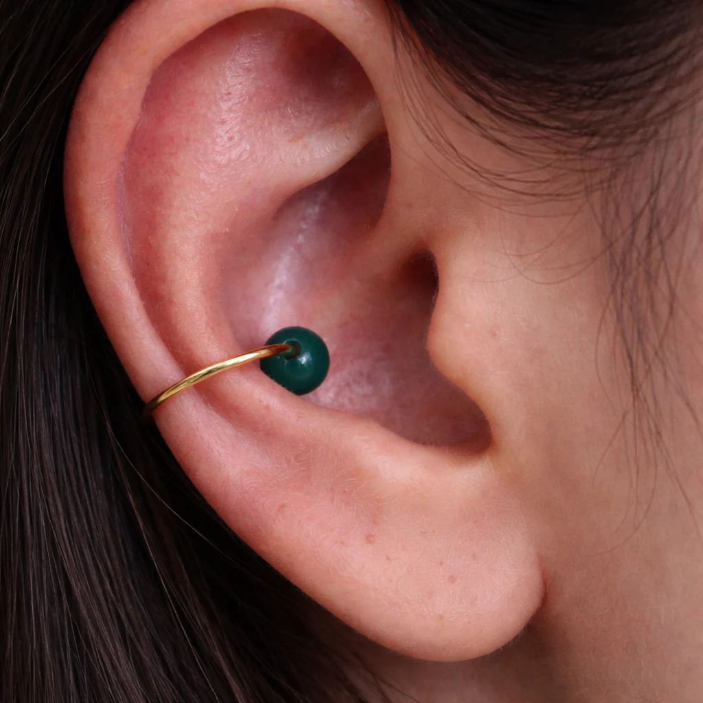 Green Seed Pearl Earcuff